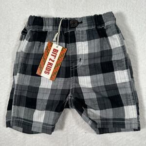 Bit'z Kids Shorts Baby Size 6-12 Months Black/White Gauze Plaid Elastic Waist